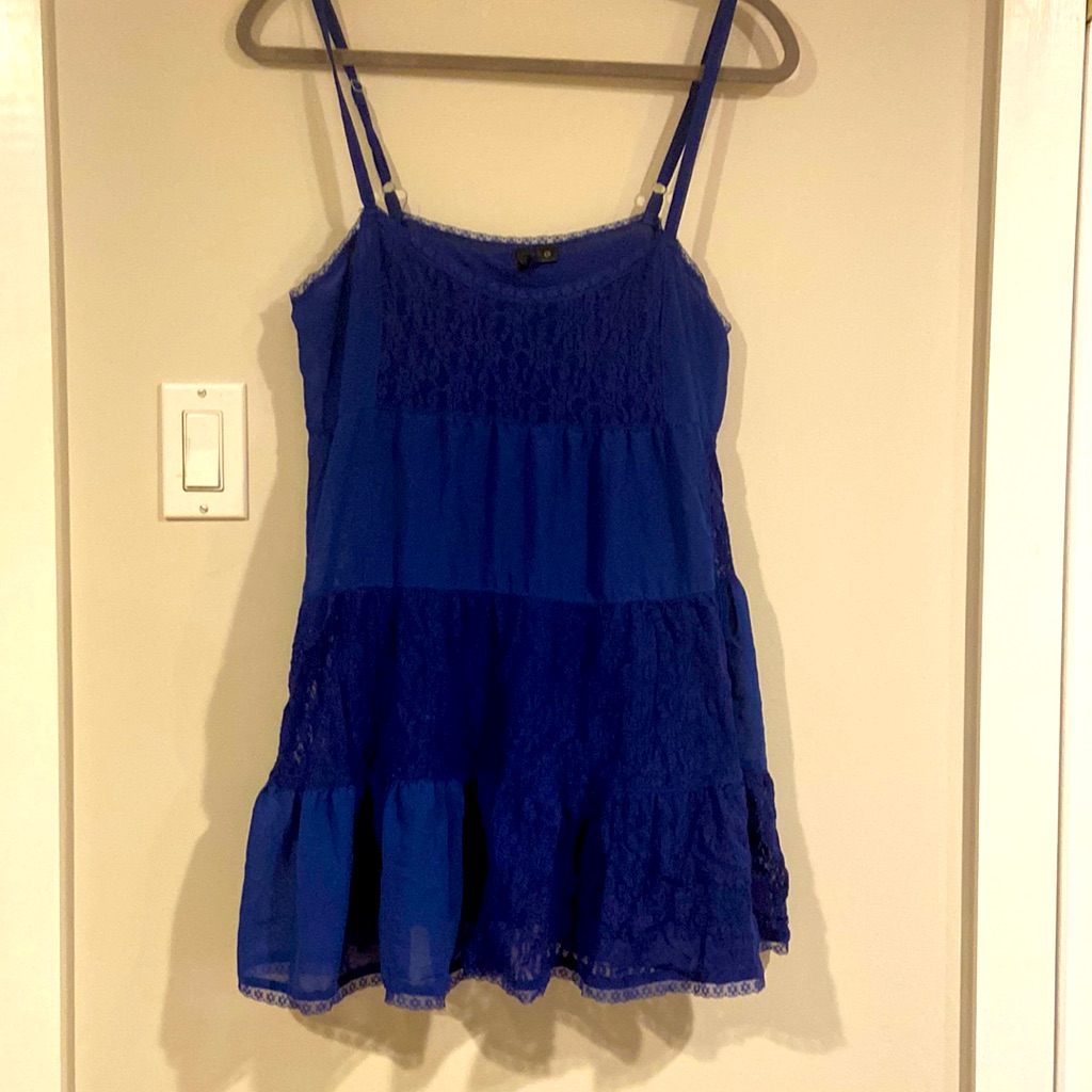 Midnight Blue Lace Nightie With Bow Details On The Back